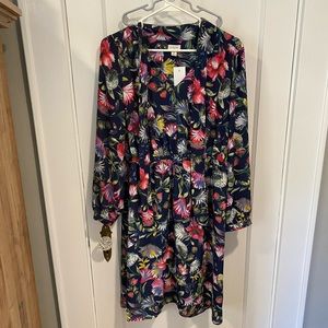 NWT Navy Floral J Crew long sleeved dress size M